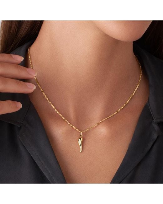 Unaloe Metallic Plated Enamel Cornicello Necklace – Italian Handmade Good Luck Charm