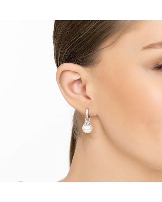 Latelita London White Tie The Knot Drop Pearl Earrings