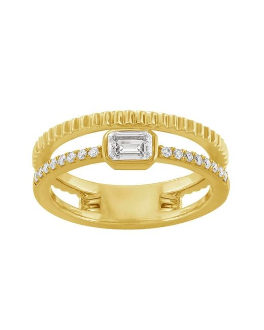 Artisan Metallic Emerald Cut Diamond Double Stacking Band Ring