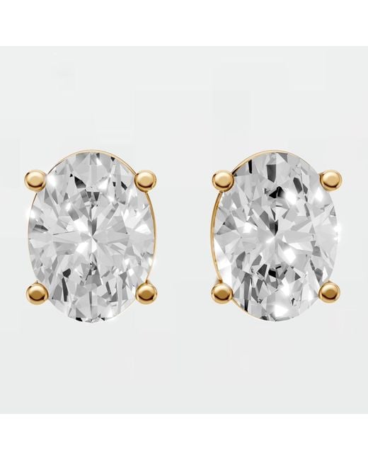 Aya Fine Jewelry White Minimalist Oval Lab Diamond Stud Earrings