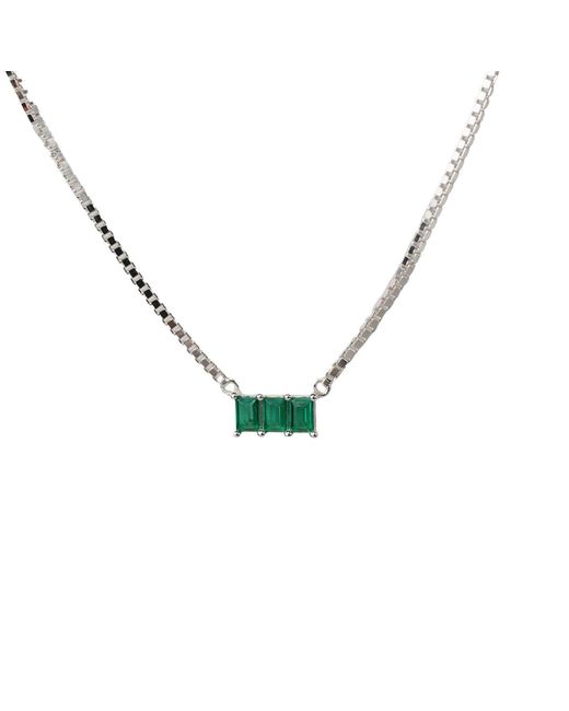 NASI SILVER Green Kadima Baguette Necklace- Spinel