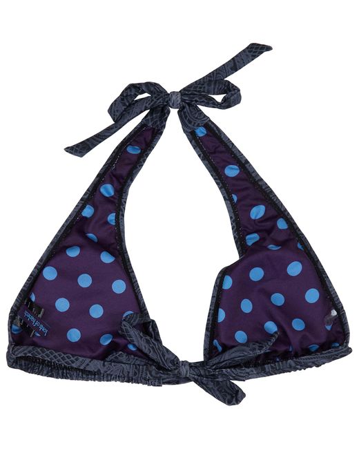 Lords of Harlech Blue Raquel Crochet Paisley Caviar Bikini Top