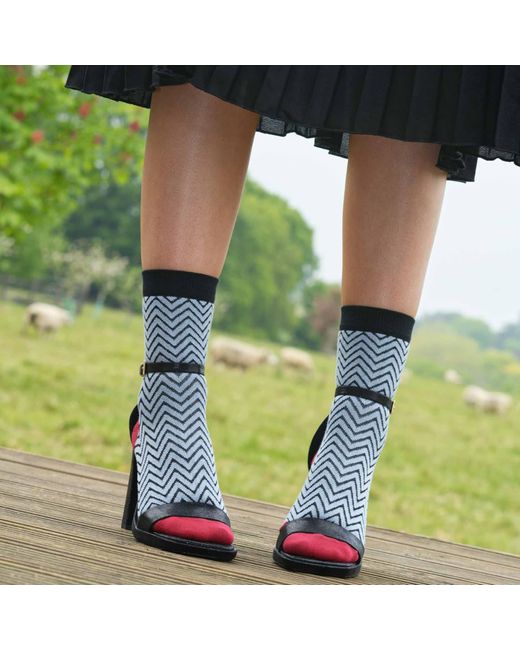 Peper Harow - Made in England Green Zigzag & Burgundy Grid Socks Two Pack