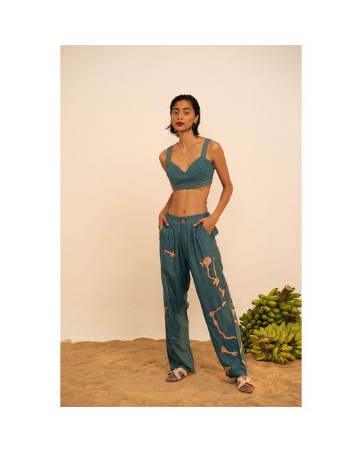Tega Collective Green Samudram Coral Bralette