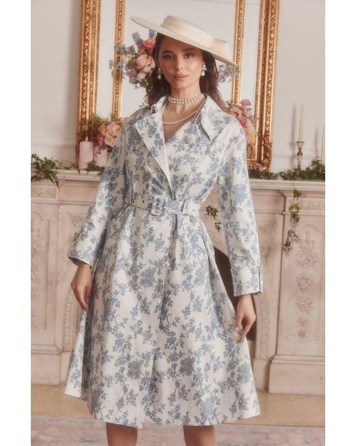 Santinni Bluebell Belted Cotton Toile Trench Coat
