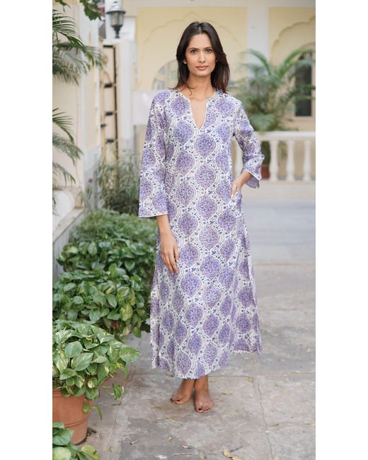La Mandarine Blue Kaftan, Beach Dress, Kaftan Dress, Beach Kaftan, Luxury Beach Cover-Up