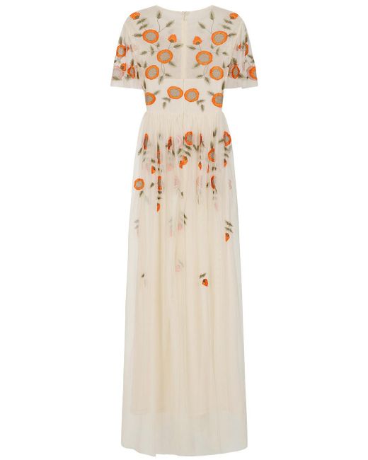 Frock and Frill Natural Neutrals Saffron Cream Floral Embroidered Maxi Dress