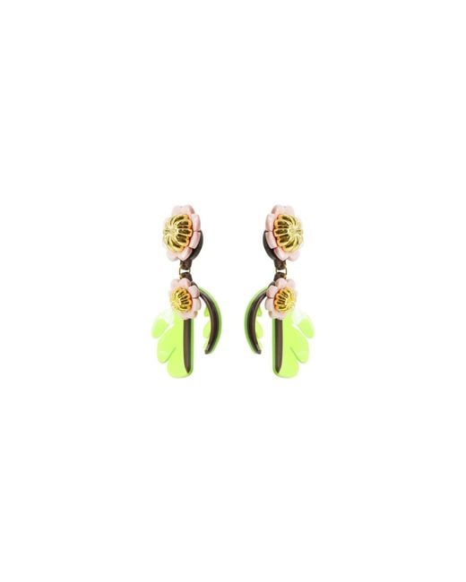 Gissa Bicalho White Handmade Acrylic Earring Cosmos Flower Avocate