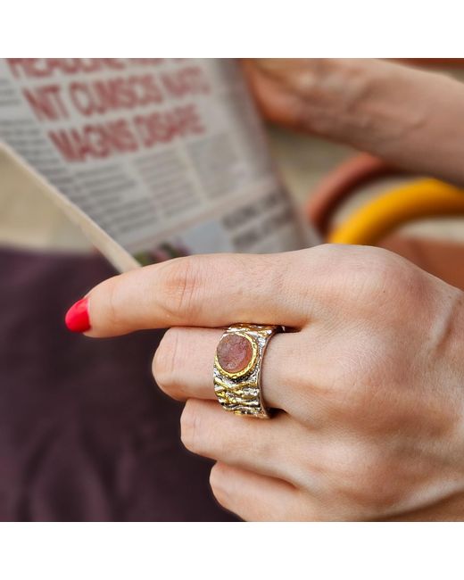 Farra Metallic Moonstone Adjustable Ring