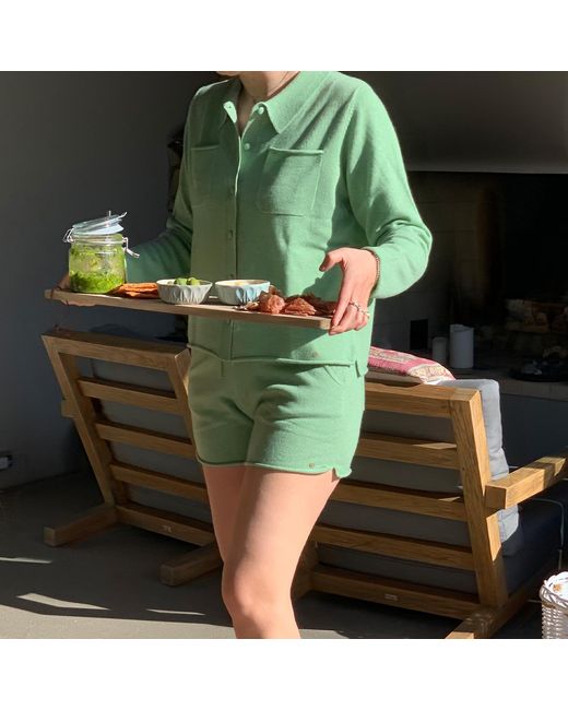 tirillm Green Nadine Short Cardigan With Collar And Pockets