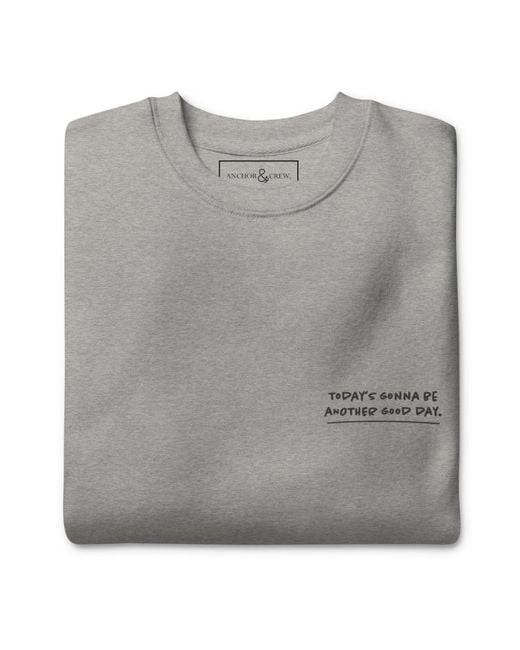Anchor and Crew Gray Heather Flamingo Another Good Day Cotton Blend Sweatshirt