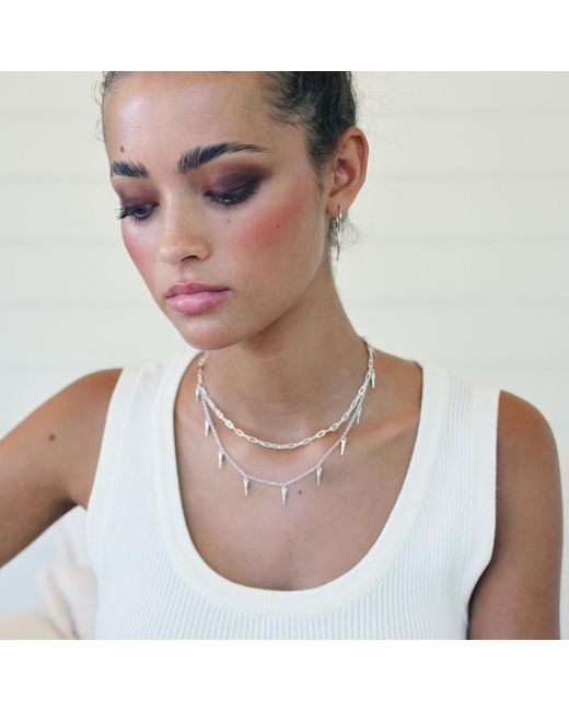 Linda Fiore Metallic Horn Necklace Sterling