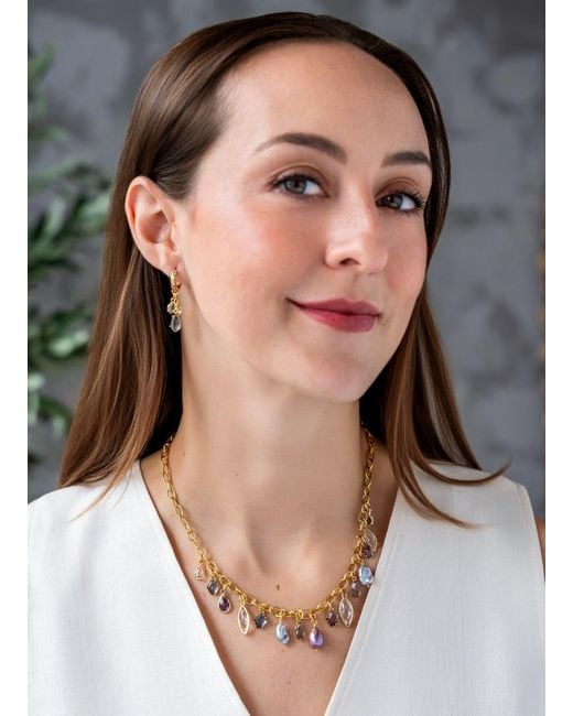 Loni Paul Jewelry Metallic Colorful Gemstone & Pearl Charm Necklace
