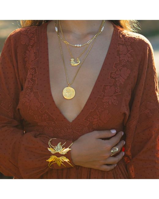 Ebru Jewelry Metallic Mystic Guardian Coin Medallion Necklace