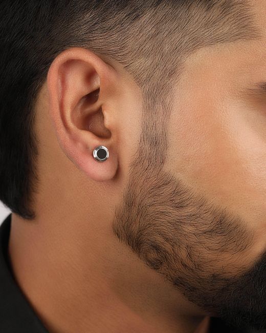 The Jewelz Multicolor Neutrals Shadow Gleam Onyx Earrings for men