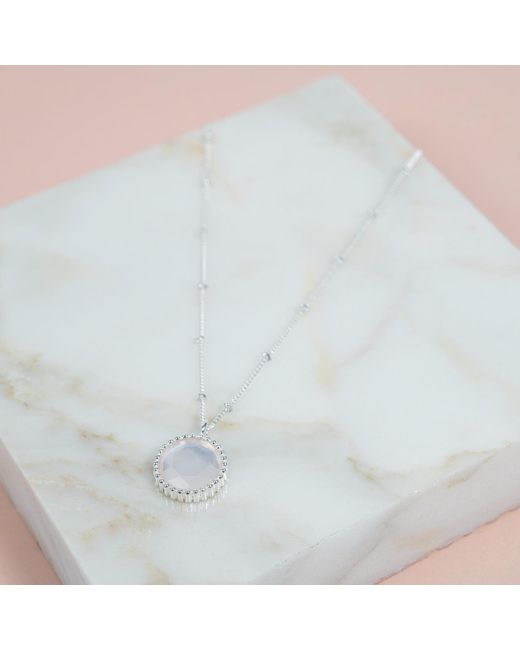 Auree Jewellery Metallic Barcelona Silver October Birthstone Necklace Rose Quartz