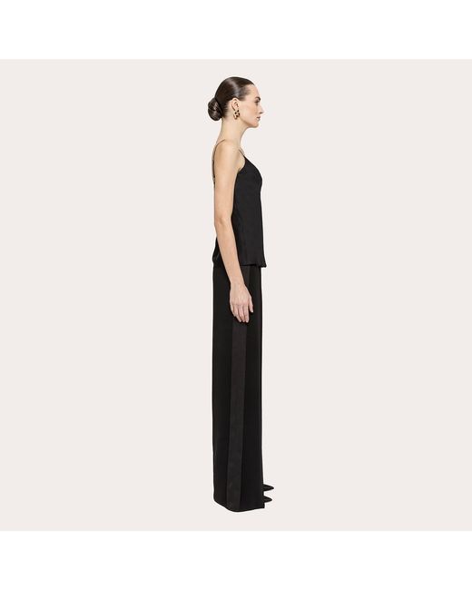 Nissa Black Tulle-Insert Viscose Top