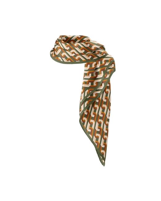 Le Parmentier Metallic Chain Motif Silk Square Scarf