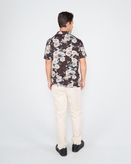 Lords of Harlech Black Pietro Serious Floral Polo Shirt for men