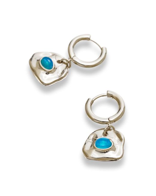 Classicharms Blue Aria Gemstone Hoop Drop Earrings-Sky