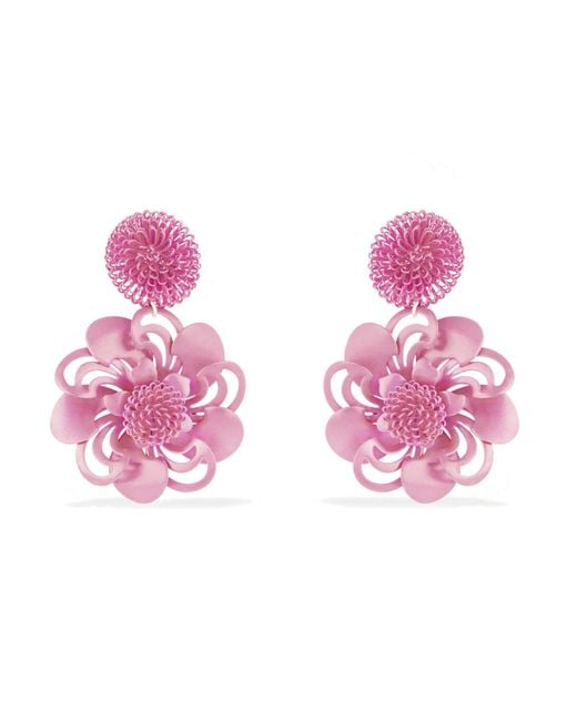 Pats Jewelry Red Deep Pompom Flower Earrings