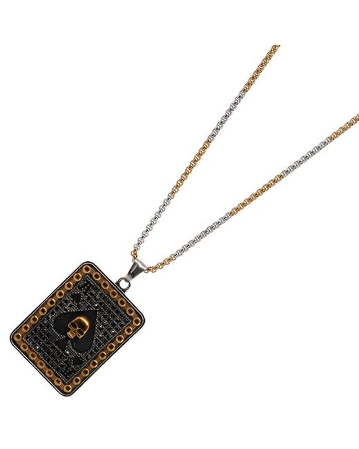 Ebru Jewelry Black Ace Of Power Pendant Chain Necklace for men