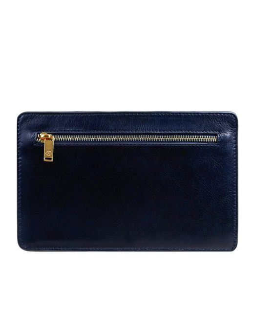 Time Resistance Blue Leather Clutch Purse for men