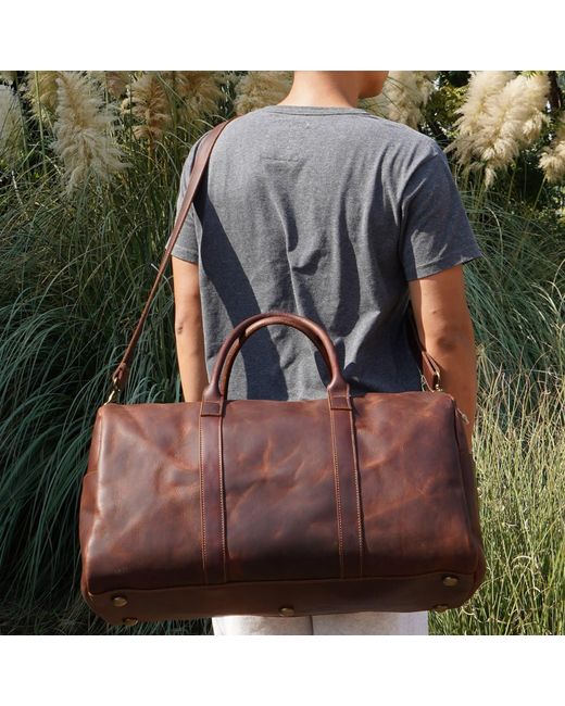 Touri Black Genuine Leather Holdall for men