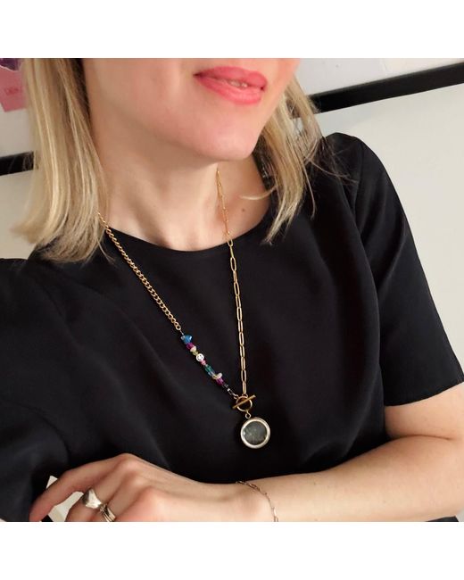 My Little Nature Metallic Dandelion Plated Necklace With Joyful Beaded Toggle Chain