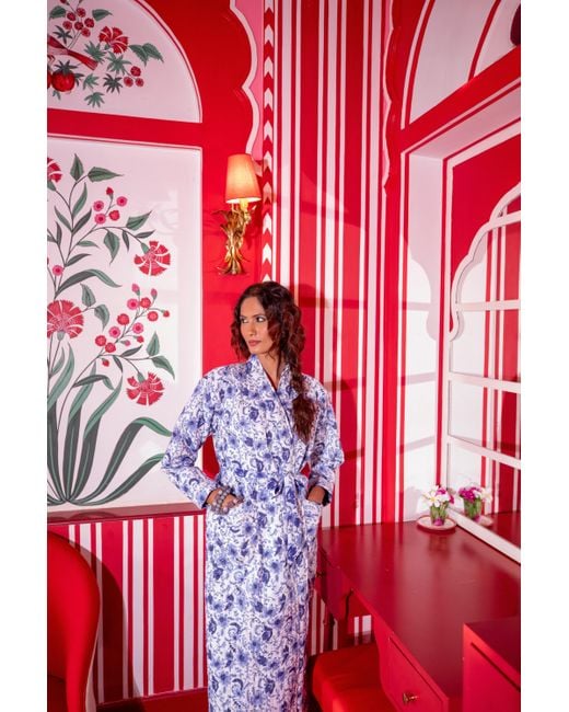 NoLoGo-chic Green Luxury Quilted Hand Block Printed Robe