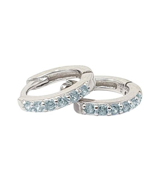 Harfi Blue Aquamarine March Birthstone Small Huggie Hoops