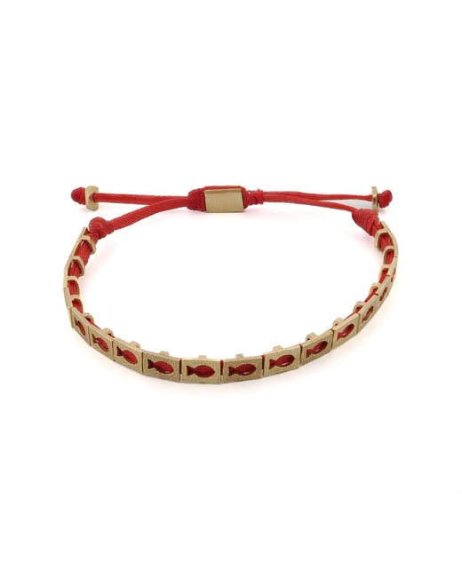 Ebru Jewelry Red Lucky Fish Woven String Bracelet for men