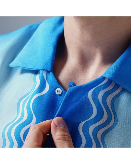 LOVEIST STORE Blue Laguna Wave Shirt for men