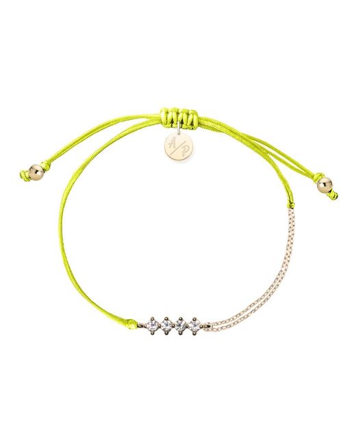 Adriana Pappas Designs Metallic Cz Crystal Bar Bracelet On Colored Cord