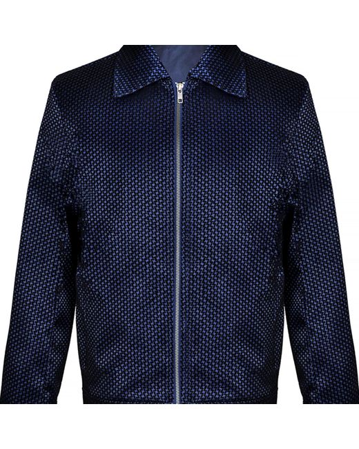 DAVID WEJ Blue Washington Aviator Jacquard Jacket for men