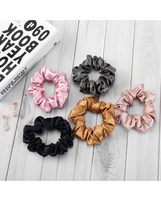 Soft Strokes Silk Blue Pure Mulberry Silk Regular Scrunchie Set Of Ten