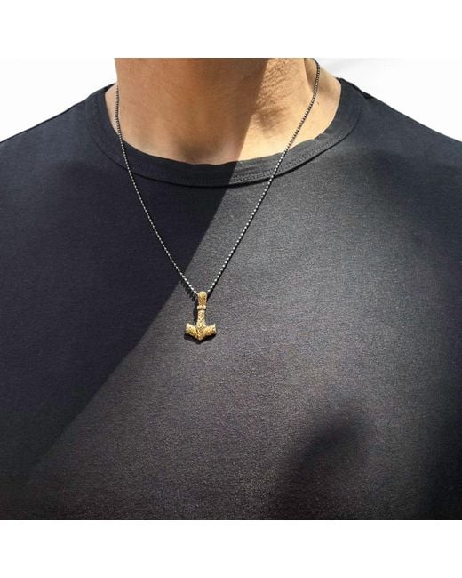 Ebru Jewelry Metallic Thor Hammer Sterling & Pendant Necklace for men
