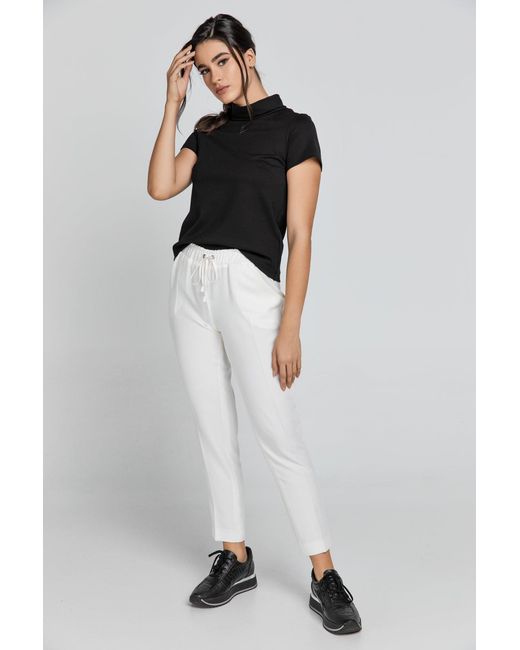 Conquista White Neutrals Ecru Crepe Pants By