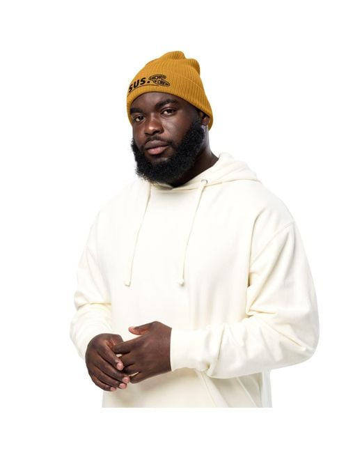 Anchor and Crew Yellow Mustard Sus Gen. Organic Cotton Embroidered Beanie for men