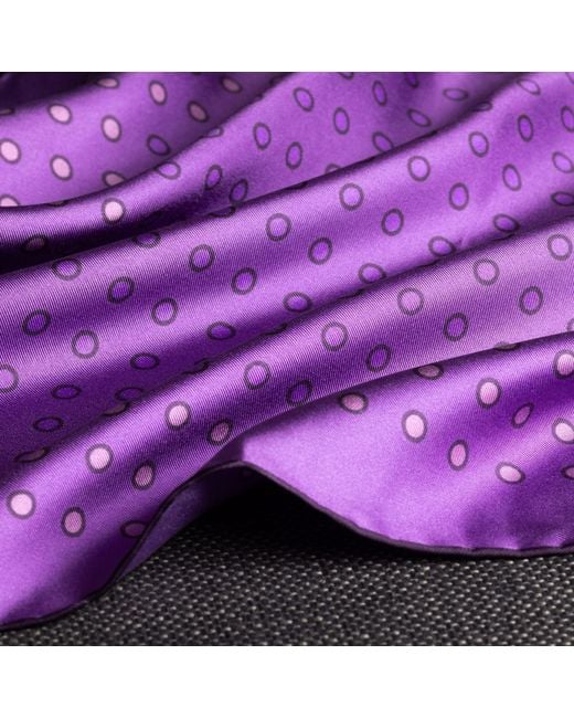 Otway & Orford Purple 'Luna' Polka Dot Silk Pocket Square for men