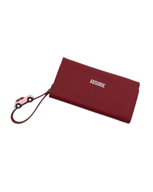 Absurde Red Parking Burgundy Leather Bifold Wallet