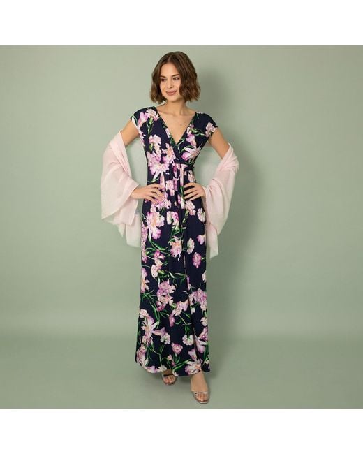 Alie Street London Blue Sophia Maxi Dress Petite Midnight Blossom