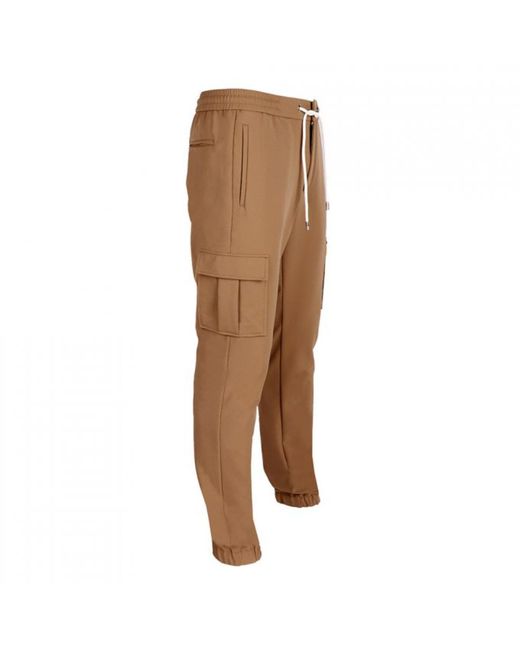 DAVID WEJ Natural Drawstring Trousers With Cargo Pockets – for men