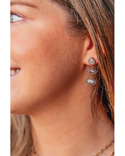 Loni Paul Jewelry Metallic Moonstone Marquis Dangle Earrings