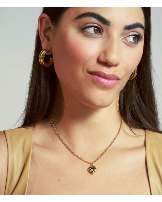 Lovard Metallic Mini Rhinestone Heart Necklace