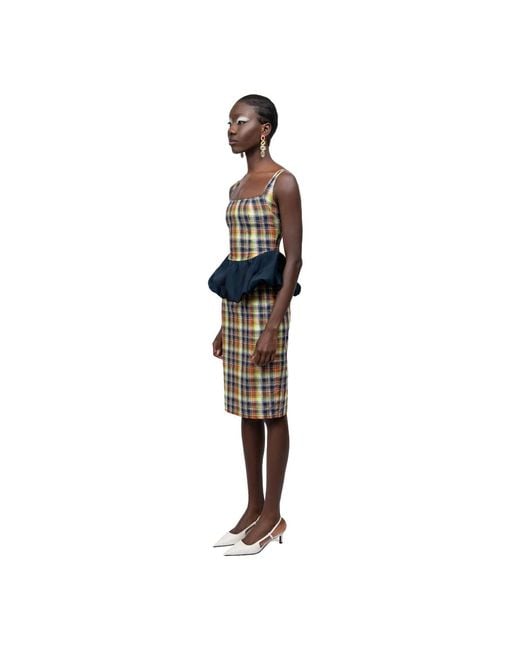 28Natelier Blue Plaid Bubble Top