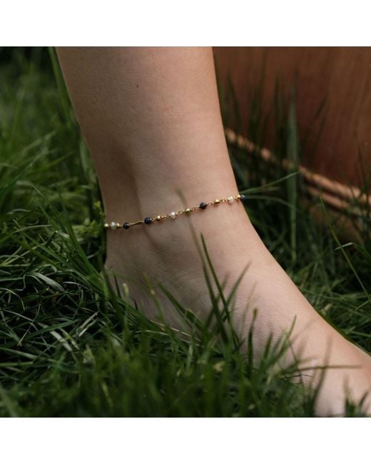 LINYA JEWELLERY Metallic Lapis Natural Stone Anklet
