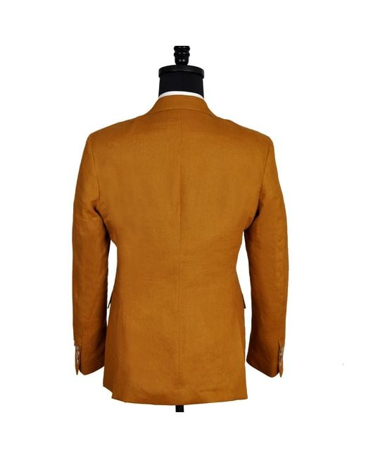 DAVID WEJ Brown Hugo Linen Single Breasted Blazer for men