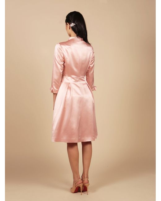 Santinni Pink Astor Silk Taffeta Dress Coat