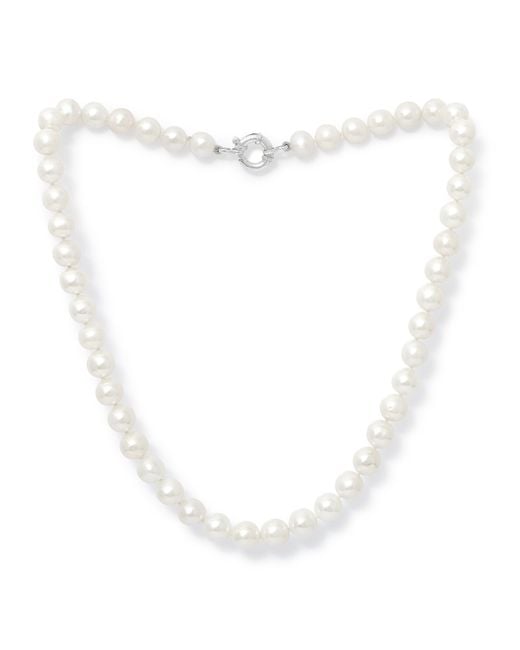 Pearls of the Orient Online White Gratia Cultured Freshwater Pearl Necklace With Sterling Spring Clasp